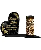 Duży Znicz Premium XL Marmurowy Na Grób Z Lampką Solarną