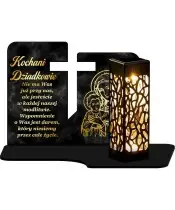 Duży Znicz Premium XL Marmurowy Krzyż Z Lampką Solarną