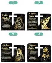 Duży Znicz Premium XL Marmurowy Krzyż Z Lampką Solarną