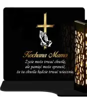 Wieczny Znicz Solarny Premium Elegancki Złoty Krzyż Statuetka na Pomnik