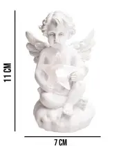Duży Znicz Premium XL Marmurowy Dla Dzieci Aniołek LED