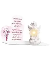 Duży Znicz Premium XL Marmurowy Dla Dzieci Aniołek LED Na Grób