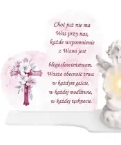 Duży Znicz Premium XL Marmurowy Dla Dzieci Aniołek LED Na Grób