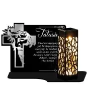 Wieczny Znicz Solarny Statuetka Premium Krzyż na Grób Wszystkich Świętych