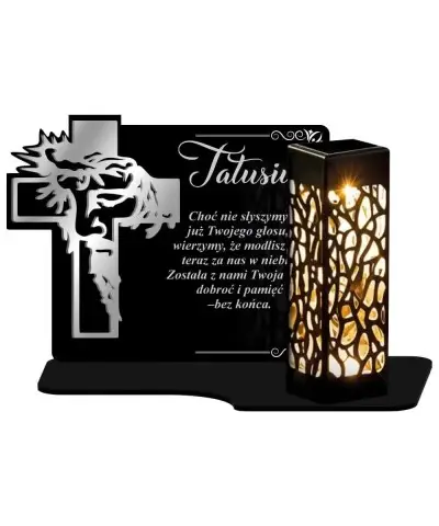 Wieczny Znicz Solarny Statuetka Premium Krzyż na Grób Wszystkich Świętych