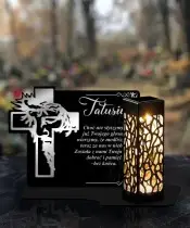 Wieczny Znicz Solarny Statuetka Premium Krzyż na Grób Wszystkich Świętych