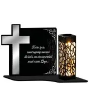 Wieczny Znicz Solarny Krzyż Srebrny Led na Grób Wszystkich Świętych