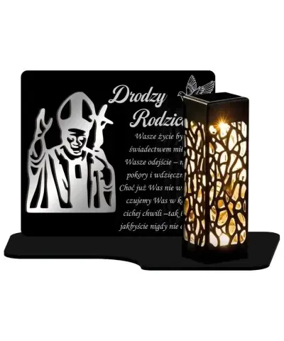 Wieczny Znicz Solarny Premium Statuetka Papież na Grób Wszystkich Świętych