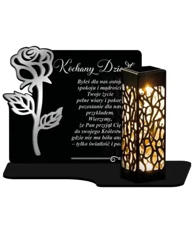 Wieczny Znicz Solarny Statuetka z Różą na Grób Wszystkich Świętych