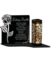 Wieczny Znicz Solarny Statuetka z Różą na Grób Wszystkich Świętych