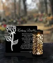 Wieczny Znicz Solarny Statuetka z Różą na Grób Wszystkich Świętych