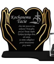 Znicz Premium Statuetka Dłonie Złote Kryształowe Zdjęcie 3D Na Grób