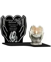 Znicz Premium Statuetka Led Dłonie Gipsowe 18 cm Na Cmentarz Grób