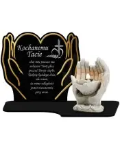 Znicz Premium Led Złote Dłonie Statuetka Gipsowa 18 cm Na Cmentarz Grób