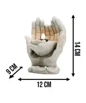 Znicz Premium Led Złote Dłonie Statuetka Gipsowa 18 cm Na Cmentarz Grób