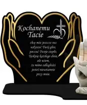 Znicz Premium Led Złote Dłonie Statuetka Gipsowa 18 cm Na Cmentarz Grób