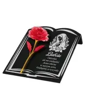 Statuetka Księga Premium 22 cm Z Czerwoną Różą Wieczną Na Grób