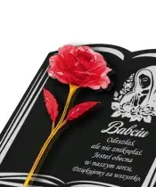 Statuetka Księga Premium 22 cm Z Czerwoną Różą Wieczną Na Grób