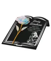 Statuetka Księga Premium 22 cm Z Holograficzną Różą Wieczną Na Grób