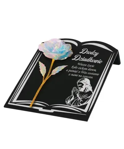 Statuetka Księga Premium 22 cm Z Holograficzną Różą Wieczną Na Grób