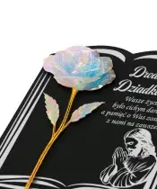 Statuetka Księga Premium 22 cm Z Holograficzną Różą Wieczną Na Grób
