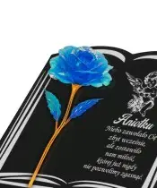 Statuetka Księga Premium 22 cm Z Niebieska Różą Wieczną Na Grób