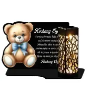 Wieczny Znicz Solarny Dla Dziecka Statuetka Miś na Grób