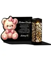 Wieczny Znicz Solarny Dla Dziecka Statuetka Miś na Grób Wszystkich Świętych