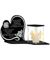 Znicz z Dedykacją Premium Domek Serce Świeca Led Na Cmentarz Grób