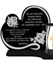 Znicz z Dedykacją Premium Domek Serce Świeca Led Na Cmentarz Grób