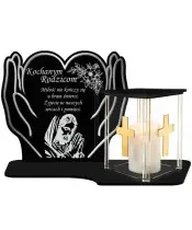 Znicz z Dedykacją Premium Dłonie Domek Świeca Led Na Cmentarz Grób