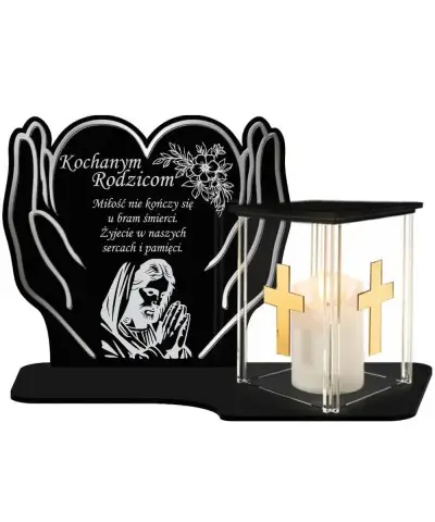 Znicz z Dedykacją Premium Dłonie Domek Świeca Led Na Cmentarz Grób