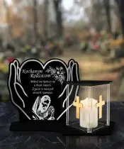 Znicz z Dedykacją Premium Dłonie Domek Świeca Led Na Cmentarz Grób