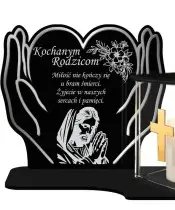 Znicz z Dedykacją Premium Dłonie Domek Świeca Led Na Cmentarz Grób