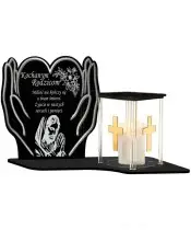 Znicz z Dedykacją Premium Dłonie Domek Świeca Led Na Cmentarz Grób