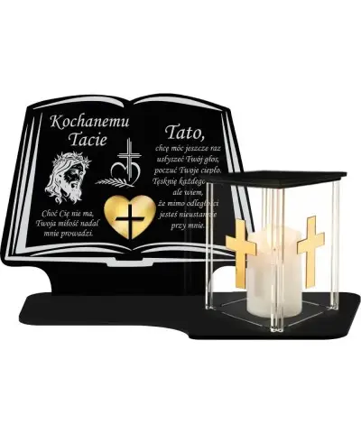 Znicz z Dedykacją Premium Księga Domek Świeca Led Na Cmentarz Grób