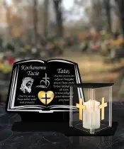 Znicz z Dedykacją Premium Księga Domek Świeca Led Na Cmentarz Grób