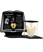 Znicz z Dedykacją Premium Księga Domek Świeca Led Na Cmentarz Grób