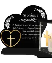 Znicz z Dedykacją Premium Serca Domek Świeca Led Na Cmentarz Grób