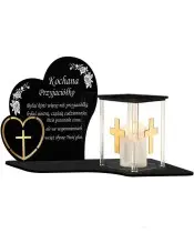 Znicz z Dedykacją Premium Serca Domek Świeca Led Na Cmentarz Grób