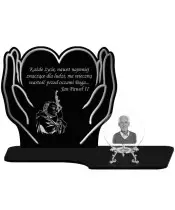 Znicz Premium Statuetka Dłonie Srebrne Kryształowa Kula Zdjęcie 3D Na Grób