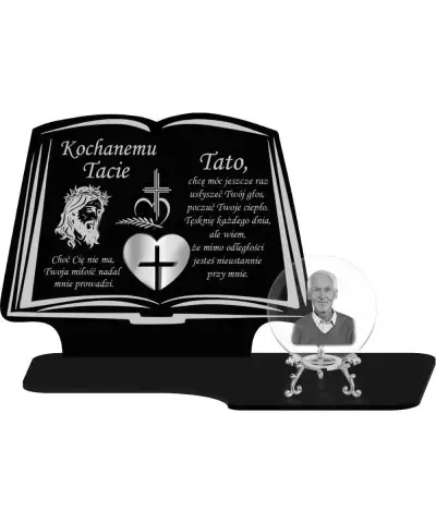 Znicz Premium Statuetka Księga Srebrna Kryształowa Kula Zdjęcie 3D Na Grób