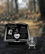 Znicz Premium Statuetka Księga Srebrna Kryształowa Kula Zdjęcie 3D Na Grób