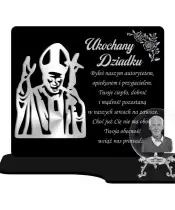 Znicz Premium Statuetka Papież Srebrna Kryształowa Kula Zdjęcie 3D Na Grób