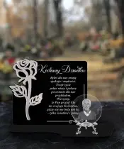 Znicz Premium Statuetka Róża Srebrna Kryształowa Kula Zdjęcie 3D Na Grób