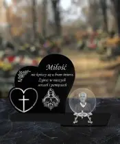 Znicz Premium Statuetka Serca Srebrna Kryształowa Kula Zdjęcie 3D Na Grób