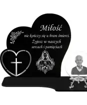 Znicz Premium Statuetka Serca Srebrna Kryształowa Kula Zdjęcie 3D Na Grób