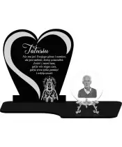 Znicz Premium Statuetka Serce Srebrna Kryształowa Kula Zdjęcie 3D Na Grób