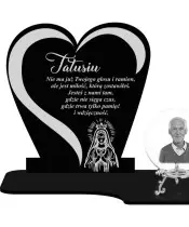 Znicz Premium Statuetka Serce Srebrna Kryształowa Kula Zdjęcie 3D Na Grób