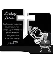 Znicz Premium Statuetka Krzyż Srebrna Kryształowa Kula Zdjęcie 3D Na Grób